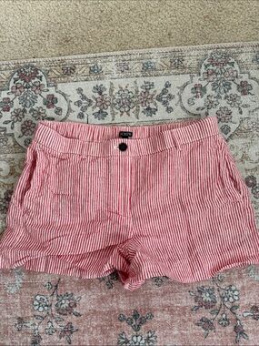 J. Crew Women’s Red & White Striped Cotton Shorts
